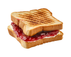 toast sandwich with strawberry jam isolated on a transparent background png