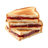 pain grillé sandwich avec fraise confiture isolé sur une transparent Contexte png