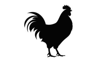 Hen Standing black Silhouette Clipart isolated on a white background vector