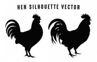 Two Chicken Standing Silhouette black Clipart vector