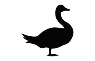 Goose Silhouette black Clipart, Goose Walking Silhouette vector