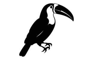 Toucan Bird Silhouette black Clip art, A Toucan Bird Silhouette isolated on a white background vector