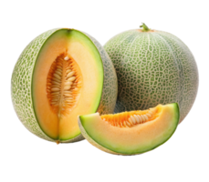 whole and half netted melon png