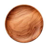 Brown Wooden Dinner Plate Walnut Texture of Wood. Overhead View. Isolated on Background png