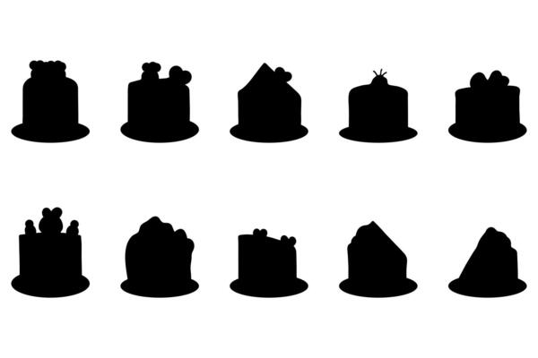 Silhouette of birthday cake. celebration flat illustration