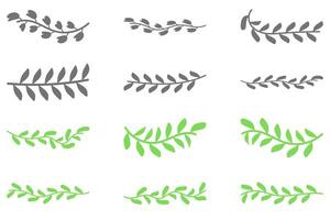 Flower vine icon set. Botanical decoration vector