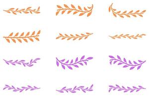 Flower vine icon set. Botanical decoration vector