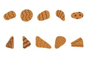 Biscuit set icon. Food flat design vector