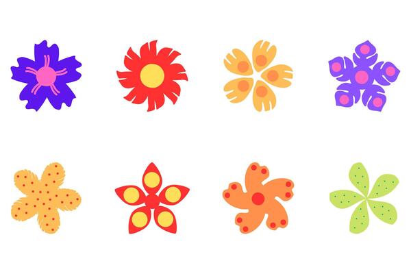 Flower icon set. Botanical floral design