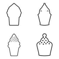 Outline Cup cake set icon. Flat style food vector