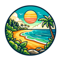 summer beach badge illustration for t shirt or sticker png