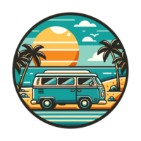 classic campervan badge illustration for t shirt or sticker png