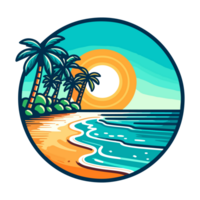 summer beach badge illustration for t shirt or sticker png