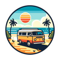 classic campervan badge illustration for t shirt or sticker png