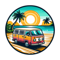 classic campervan badge illustration for t shirt or sticker png