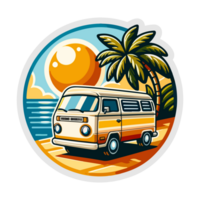 classic campervan badge illustration for t shirt or sticker png