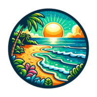 summer beach badge illustration for t shirt or sticker png