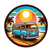 classic campervan badge illustration for t shirt or sticker png