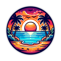 summer beach badge illustration for t shirt or sticker png