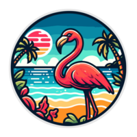 flamingo strand bricka illustration för t skjorta eller klistermärke png