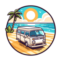 classic campervan badge illustration for t shirt or sticker png