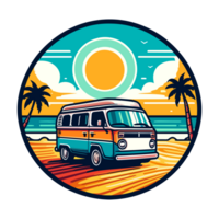 classic campervan badge illustration for t shirt or sticker png