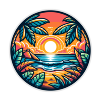 summer beach badge illustration for t shirt or sticker png