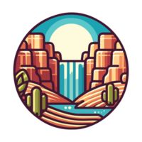 cascade et canyon badge illustration pour t chemise ou autocollant png