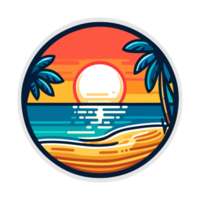 summer beach badge illustration for t shirt or sticker png