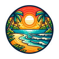 summer beach badge illustration for t shirt or sticker png