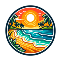 summer beach badge illustration for t shirt or sticker png