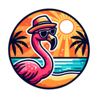 flamingo beach badge illustration for t shirt or sticker png