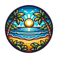 summer beach badge illustration for t shirt or sticker png