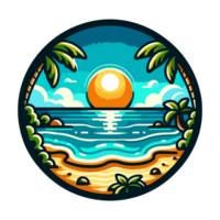 summer beach badge illustration for t shirt or sticker png
