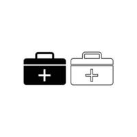 Medical kit icon design silhouette and line vector