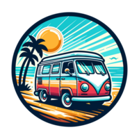 classic campervan badge illustration for t shirt or sticker png