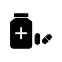 medicine bottle and pill capsule icon vector