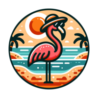 flamingo beach badge illustration for t shirt or sticker png