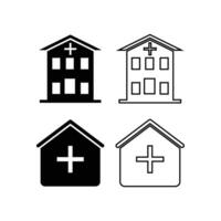 hospital and clinic icon silhouette and line vector
