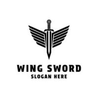 sword wing logo design vintage retro style vector