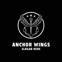 anchor wing logo design vintage retro emblem circle vector