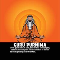 Guru Purnima Background July 3 Day Of Honoring Celebration Guru Purnima Poster, Banner, Greeting Card Template vector