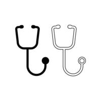 stethoscope icon silhouette and line design template vector