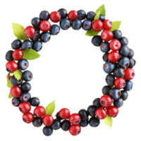 Saskatoon Berries ripe saskatoon berries arranged in a circular wreath shape with some berries cut png