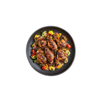 Jerk chicken with spicy seasoning grill marks floating and steaming Food and culinary concept png
