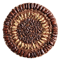 Cocoa bean mandala a circular design of whole cocoa beans cocoa nibs and cocoa butter png