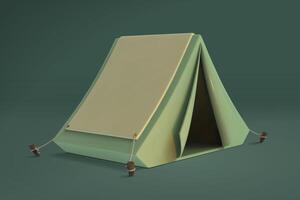 Small camping tent element in 3d illustration over green background vector