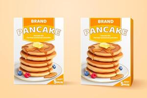 Pancake mix packaging design in 3d illustration, two boxes of pancake mix on beige background vector