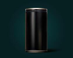 3D rendering of blank aluminium can on dark green background vector