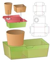 caja de embalaje diseño de plantilla troquelada maqueta 3d vector